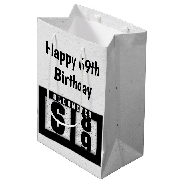 69th Birthday Black Odometer   Medium Gift Bag (Front Angled)