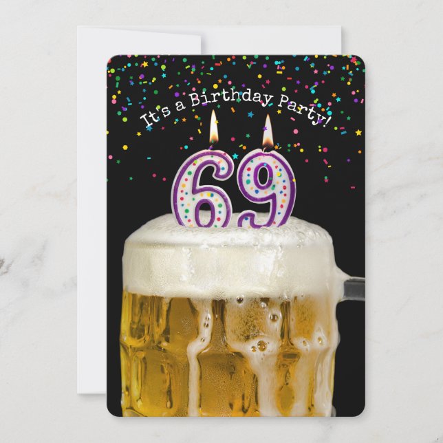 69th Birthday Candle Party Invitation (Front)