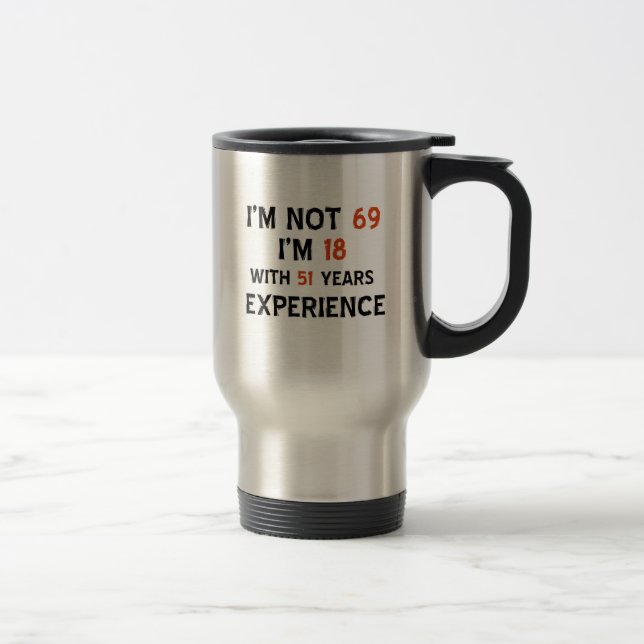 69th birthday designs travel mug (Right)