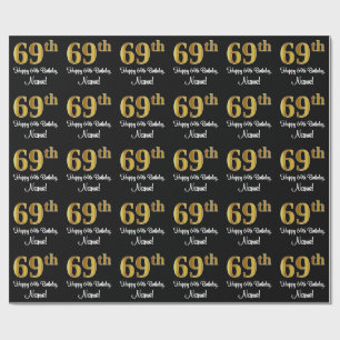 69th Birthday: Elegant Luxurious Faux Gold Look # Wrapping Paper