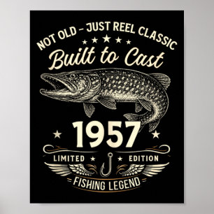 69th Birthday Fishing Gift Men Original 1957 Lied Poster
