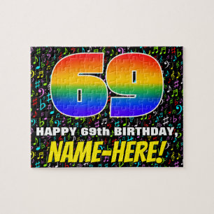 69th Birthday — Fun, Colourful Music Symbols & “69 Jigsaw Puzzle