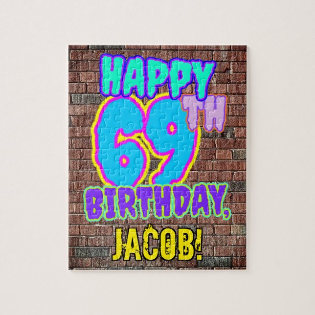 69th Birthday ~ Fun, Urban Graffiti Inspired Look Jigsaw Puzzle (Vertical)