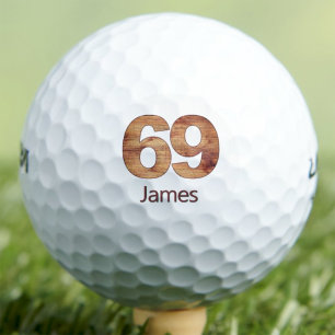 69th Birthday Gift - Rustic Cool Wood Custom Golf Balls