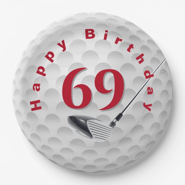 69th Birthday Golf Ball Design  Paper Plate (Front)
