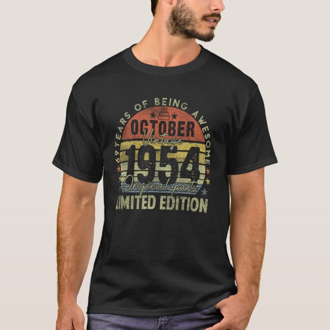 69th Birthday  October 1954 69 Years Old For Men W T-Shirt (Front)