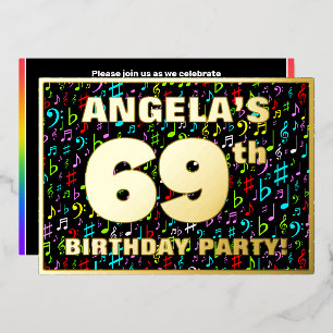 69th Birthday Party — Fun, Colourful Music Symbols