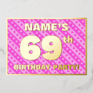 69th Birthday Party — Fun Pink Hearts and Stripes
