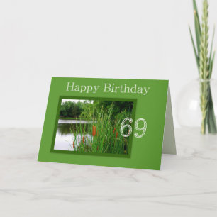 69th Happy Birthday Cat Tails on Pond Card