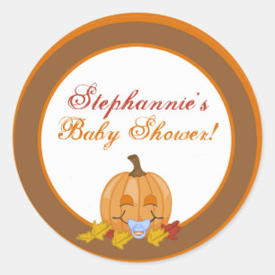 6 - 3" Favour Stickers Autumn Fall Pumpkin Baby