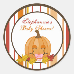 6 - 3" Favour Stickers Autumn Fall Pumpkin Baby