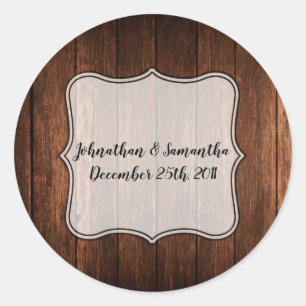 6 - 3"  Favour Stickers Barn Wood Country Rustic