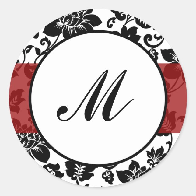6 - 3" Favour Stickers Black Flourish Red Stripe (Front)