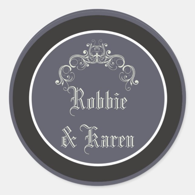 6 - 3" Favour Stickers Black Tie Affair Grey Elega (Front)