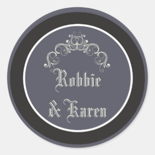 6 - 3" Favour Stickers Black Tie Affair Grey Elega