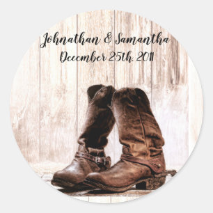 6 - 3" Favour Stickers Boots Country Rustic Weste