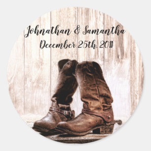 6 - 3" Favour Stickers Boots Country Rustic Weste