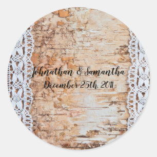 6 - 3"  Favour Stickers Country Barn Wood Lace Tri