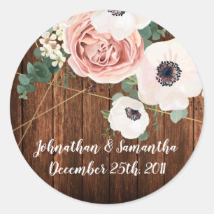 6 - 3" Favour Stickers Geometric Garden Rose Barn