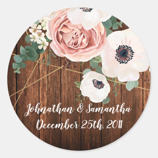 6 - 3"  Favour Stickers Geometric Garden Rose Barn (Front)