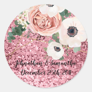 6 - 3" Favour Stickers Geometric Garden Rose Glit