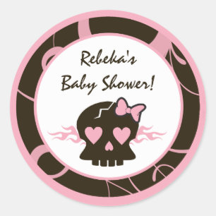 6 - 3" Favour Stickers Girly Girl Pink Punk Skull