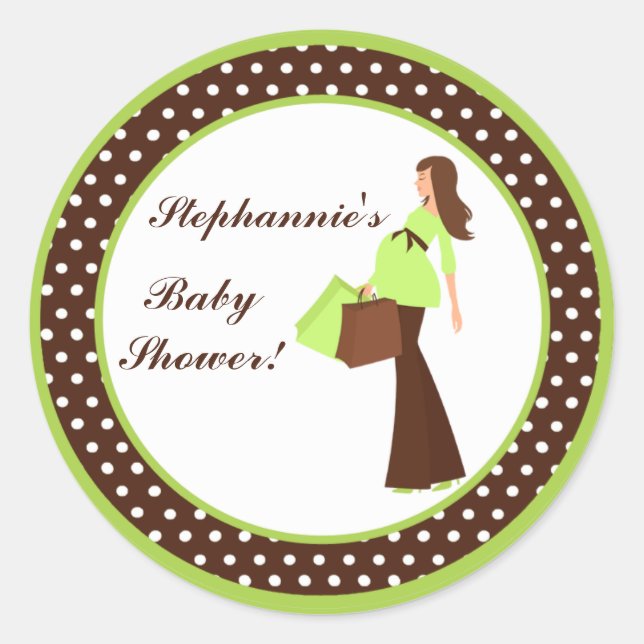 6 - 3"  Favour Stickers Green Mod Mum Polka Dots (Front)