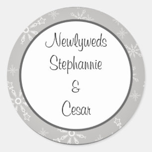6 - 3" Favour Stickers Grey Snowflakes