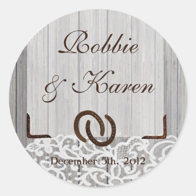 6 - 3" Favour Stickers Horse Shoes on Wood Lace (Front)