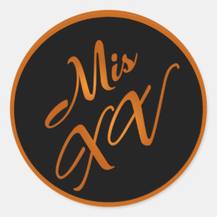 6 - 3" Favour Stickers Mis XV Orange Black