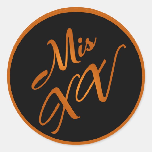 6 - 3"  Favour Stickers Mis XV Orange Black (Front)