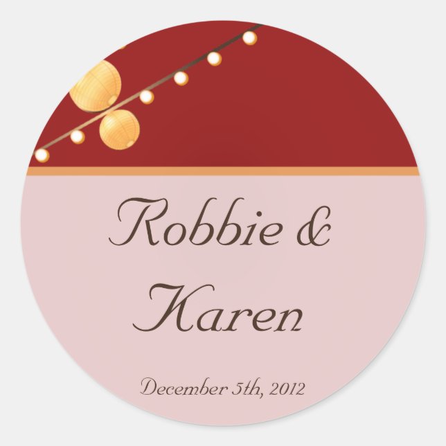 6 - 3" Favour Stickers Modern Paper Lanterns on Re (Front)