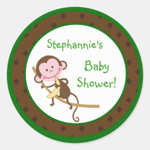 6 - 3" Favour Stickers Monkey Swing Jungle Safari
