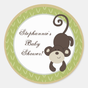 6 - 3"  Favour Stickers Monkey Time Zoo Animal