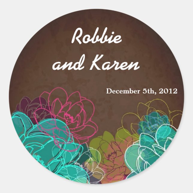 6 - 3" Favour Stickers Neon Spring Floral Flower (Front)