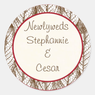 6 - 3" Favour Stickers Pink and Brown Floral