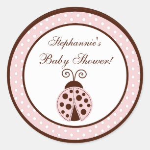 6 - 3" Favour Stickers Pink Ladybug