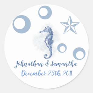 6 - 3" Favour Stickers Seahorse Sea Ocean Beach