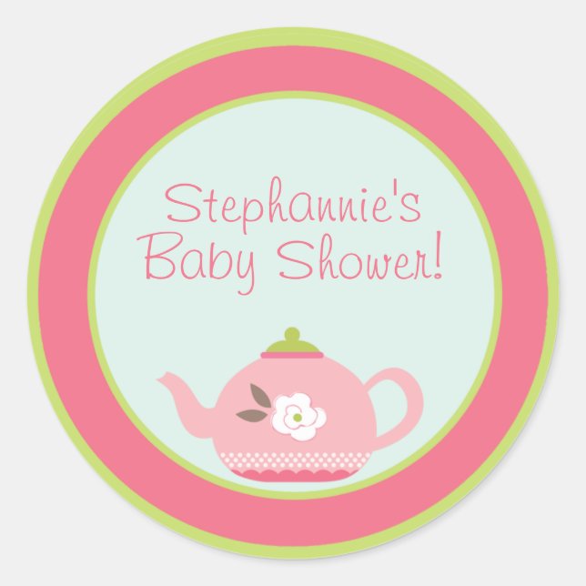 6 - 3"  Favour Stickers Tea Party Pink Pastel (Front)