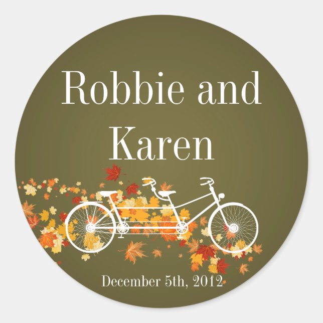 6 - 3" Favour Stickers Whimsical Brown Double Bike (Front)