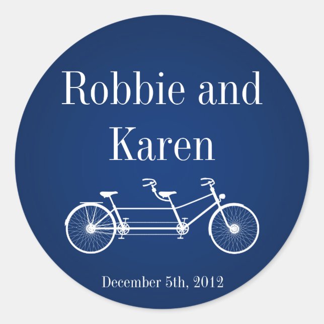 6 - 3" Favour Stickers Whimsical Navy Double Bike (Front)