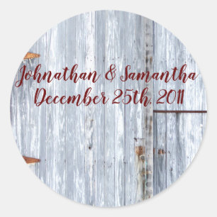 6 - 3" Favour Stickers White Wash Wood Barn Door