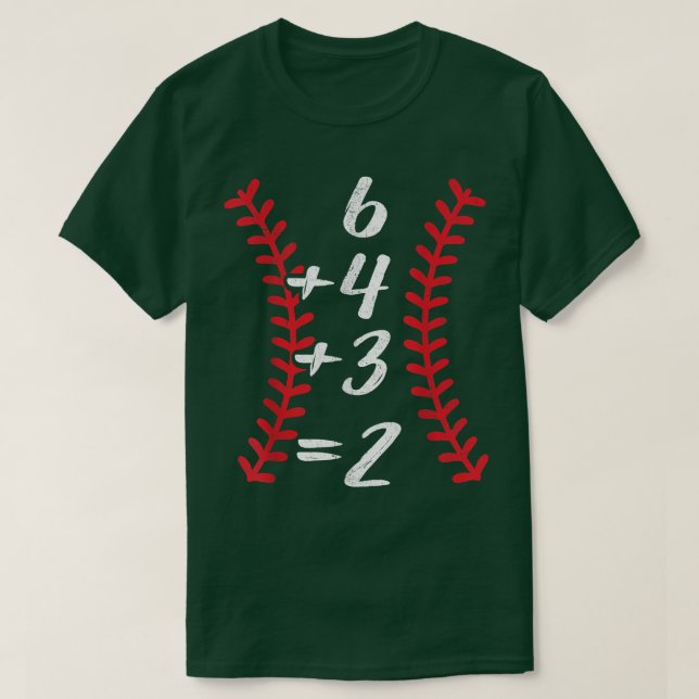 6+4+3 2 Baseball Laces Funny Double Play Math Turn T-Shirt (Design Front)