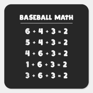 6 4 3 2 Baseball Math - Cute Playing Softball Game Square Sticker