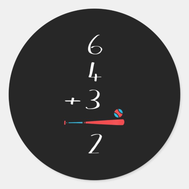 6 4 3 2 Double Play Baseball  Classic Round Sticker (Front)