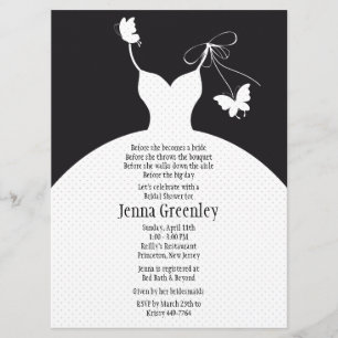 6.5 x 8.75"  B/W Elegant Bridal Shower Invitation