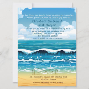 6.5 x 8.75" Beach Waves Wedding Invitation