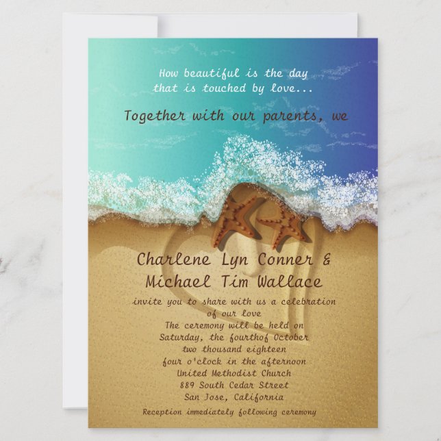 6.5 x 8.75" Beach Wedding Invitation (Front)