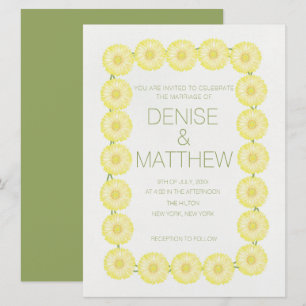 6.5" x 8.75" Yellow Daisy Chain Wedding invite
