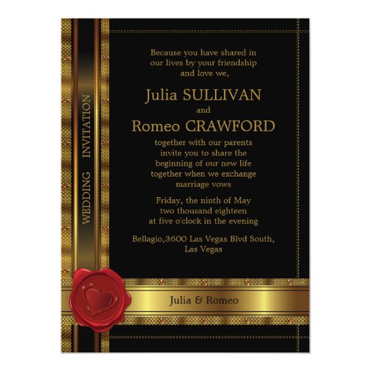 6.5x8.75 Modern Glamour Golden Wedding Invitatio Card
